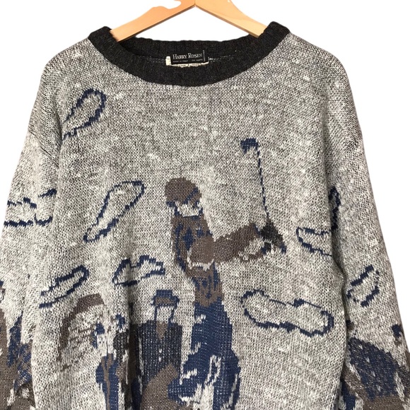 Harry Rosen Vintage Golf Sweater Wool Alpaca Blend Knit Crew Neck Men's Medium - Picture 2 of 11